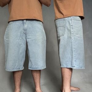 Bugle Boy Vintage Baggy Skater Denim Shorts Light Wash Y2K Size 32 34W